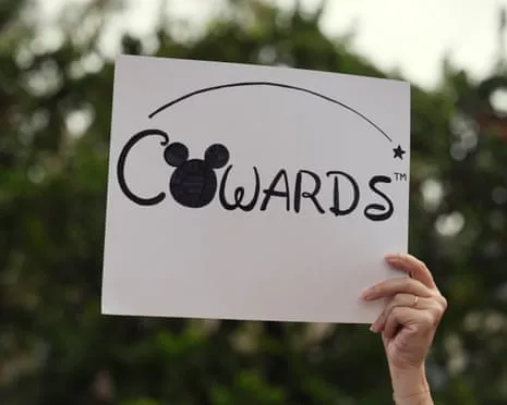 Hundreds Rally Near Mickey Mouse Company Headquarters Over ‘Authoritarian’ Kimmel Cancellation
